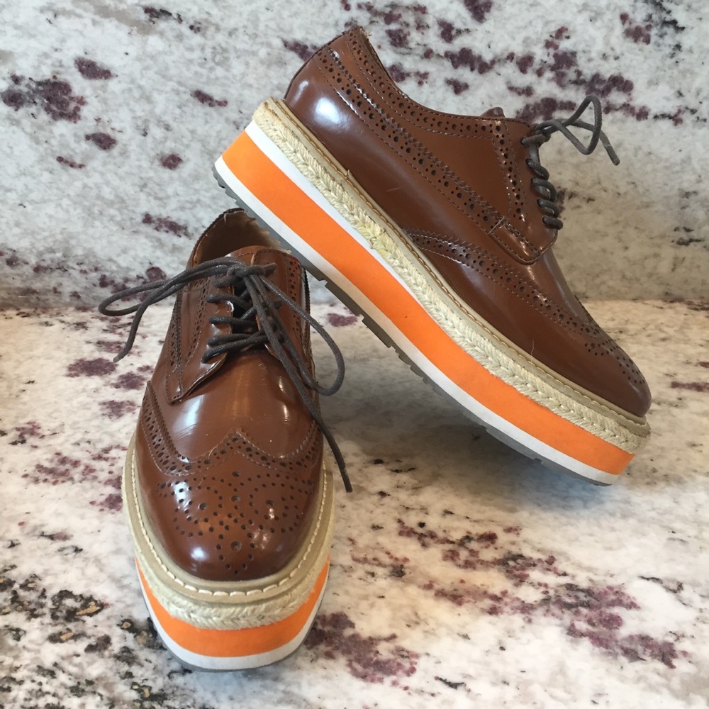 PRADA | Platform Jute Espadrilles Brogues Size 38 - Picture 3 of 16